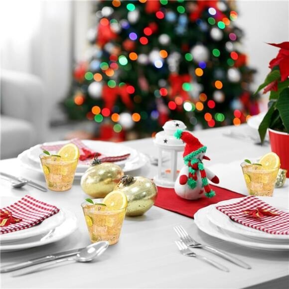 200 Pack 9 oz Glitter Plastic Cups, Disposable Gold Cups, Clear Plastic Tumblers - Picture 4 of 6